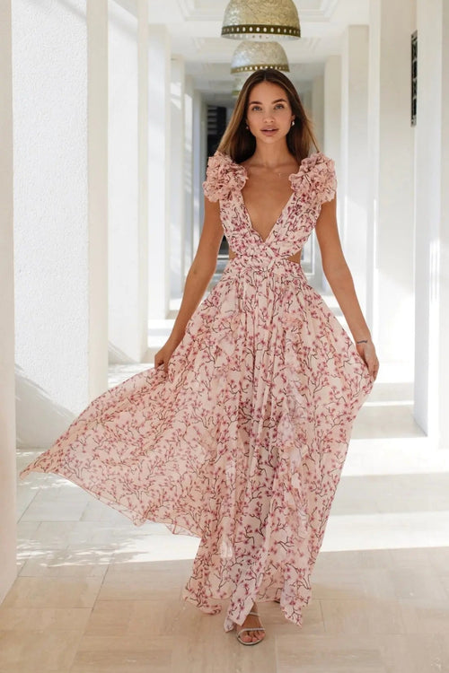 Floral V-Neck Maxi Dress
