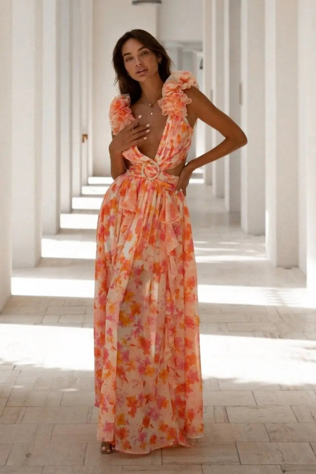 Floral V-Neck Maxi Dress