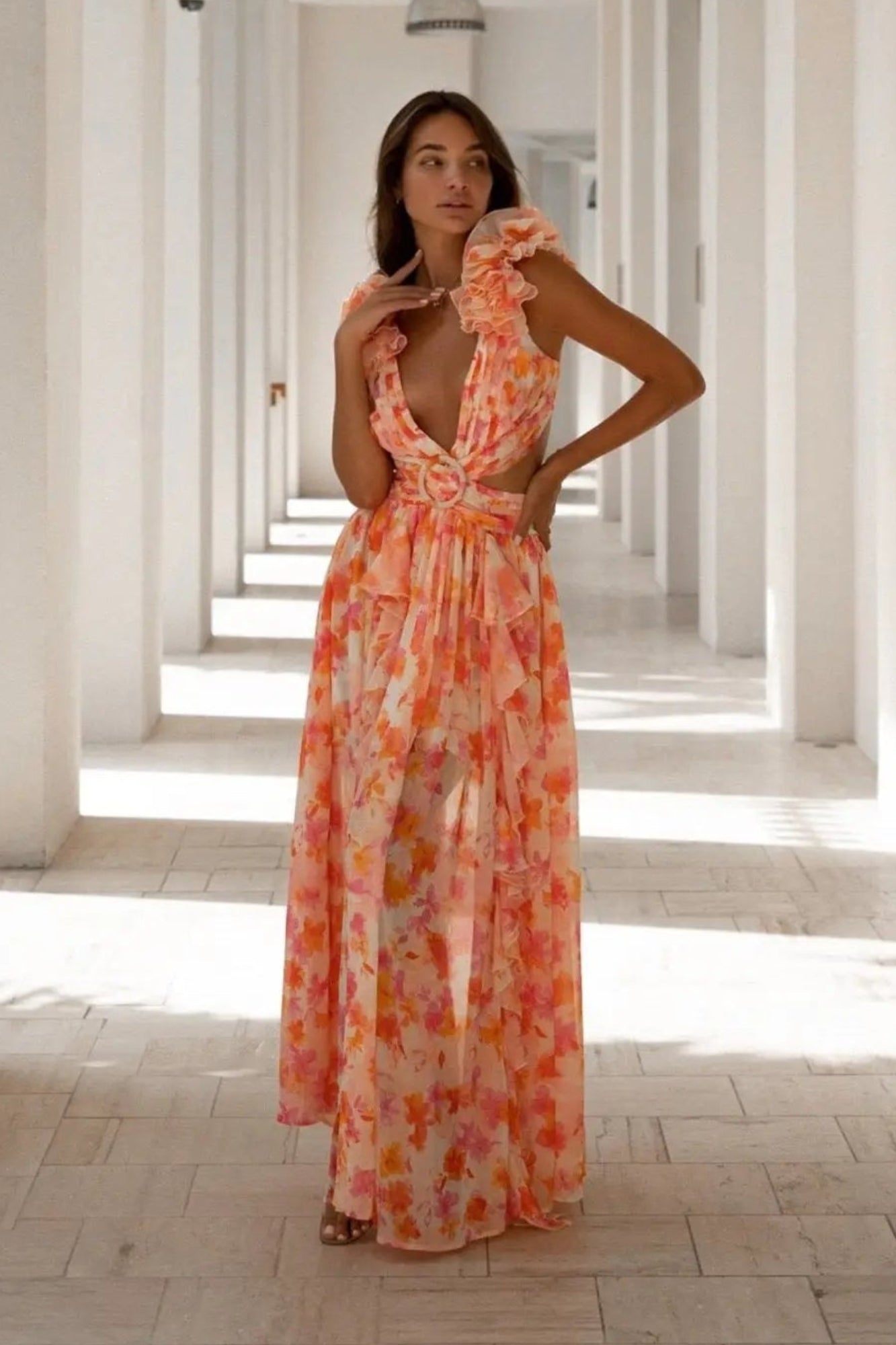 Floral V-Neck Maxi Dress
